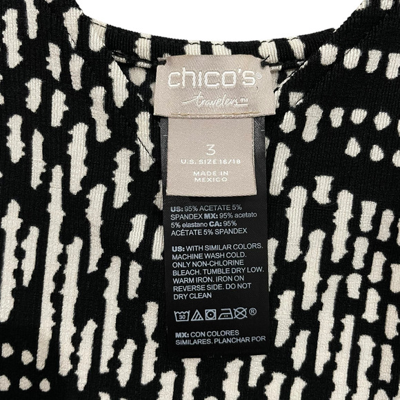 Chico's Travelers 3 Women's Tank Top Shell Blouse Slinky Stretchy Black & White - Picture 6 of 10